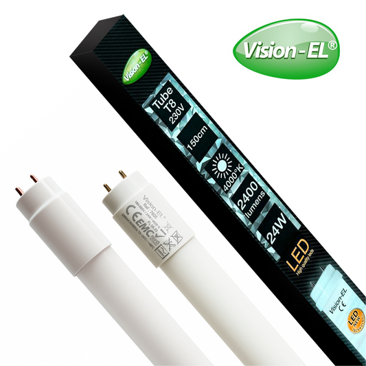 VISION-EL LED-loisteputki | T8 | G13 | 150cm | 24W | 2400lm | 4000K | IP20 {Kaksipäinen}