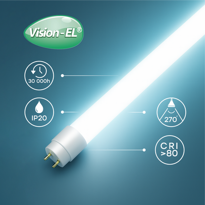 VISION-EL LED-loisteputki | T8 | G13 | 150cm | 24W | 2400lm | 6000K | IP20 {Kaksipäinen}