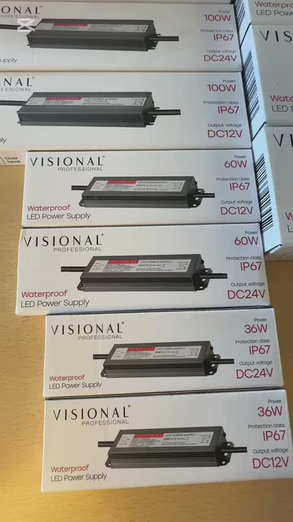 VISIONAL vedenpitävä LED-muuntaja | 100W | 24V | 4.16A | IP67